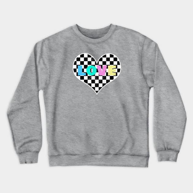 Checkered LOVE Crewneck Sweatshirt by Pinkazoid